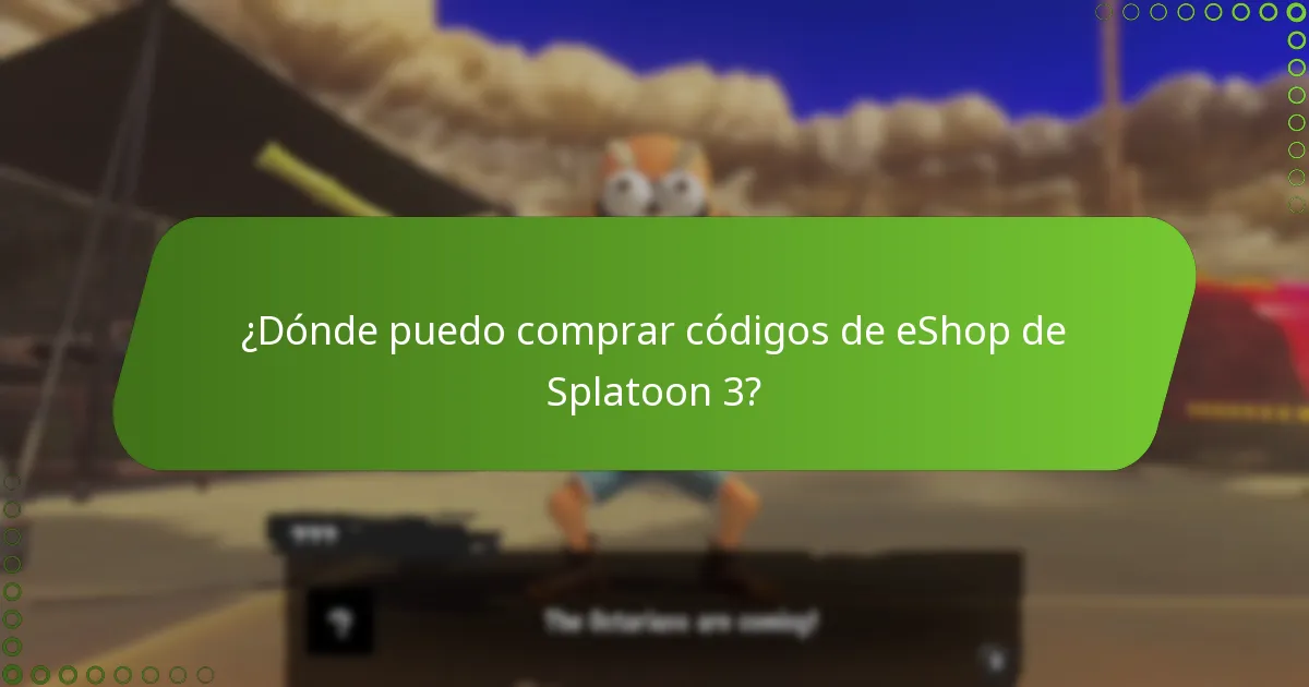 ¿Dónde puedo comprar códigos de eShop de Splatoon 3?